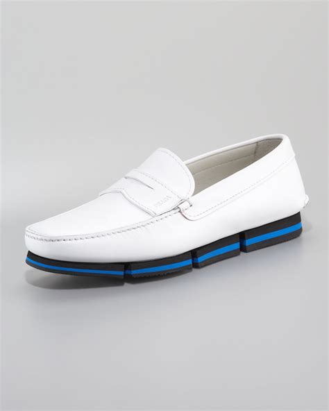 mens prada kiltie loafers white|prada penny loafers.